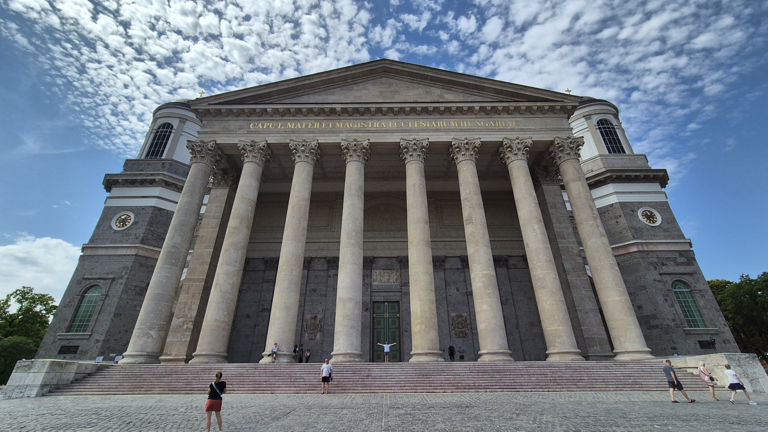 The columned neoclassical facade of Esztergom Basilica