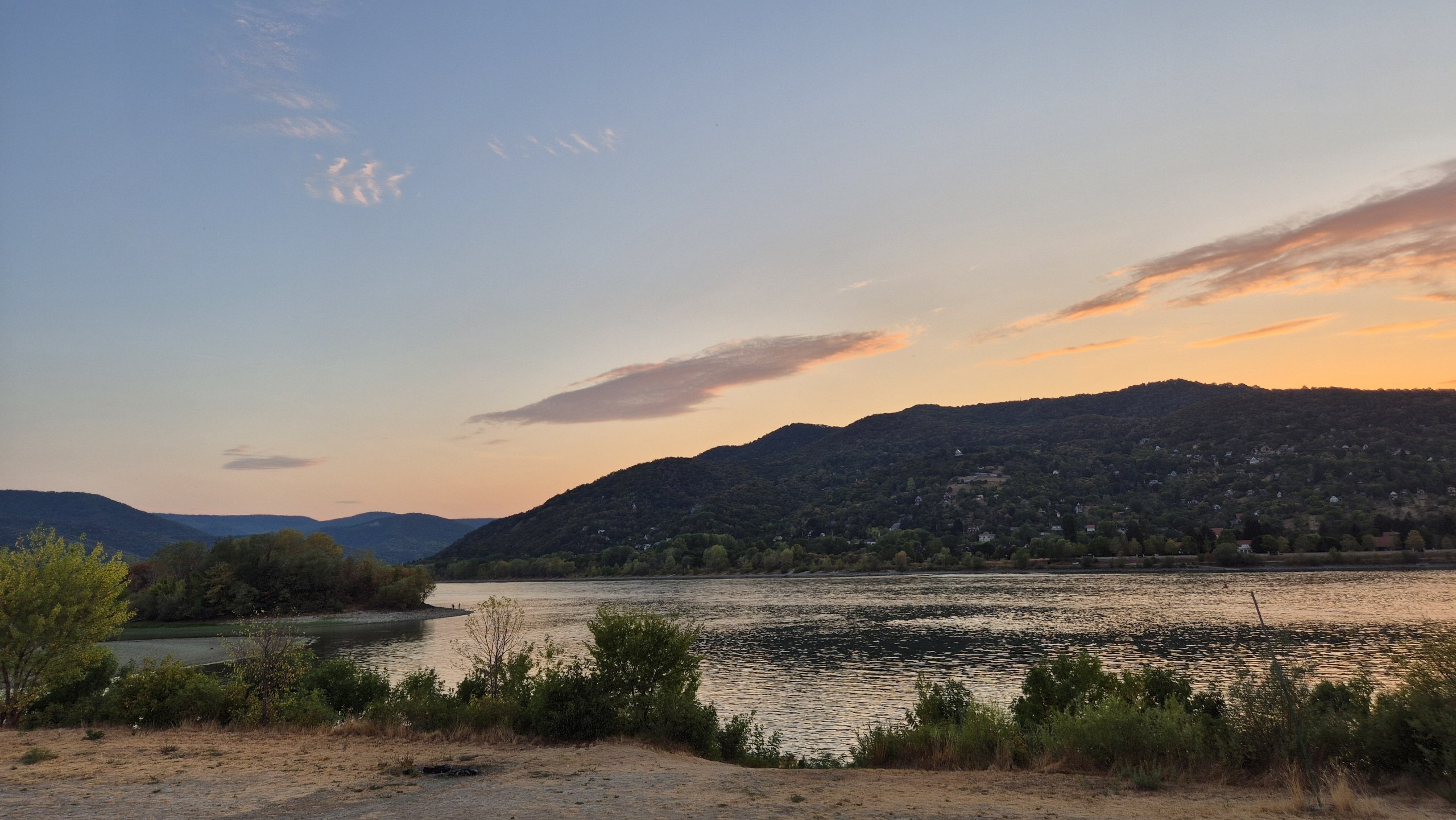 The last evening light over the Danube and hills opposite Visegrád