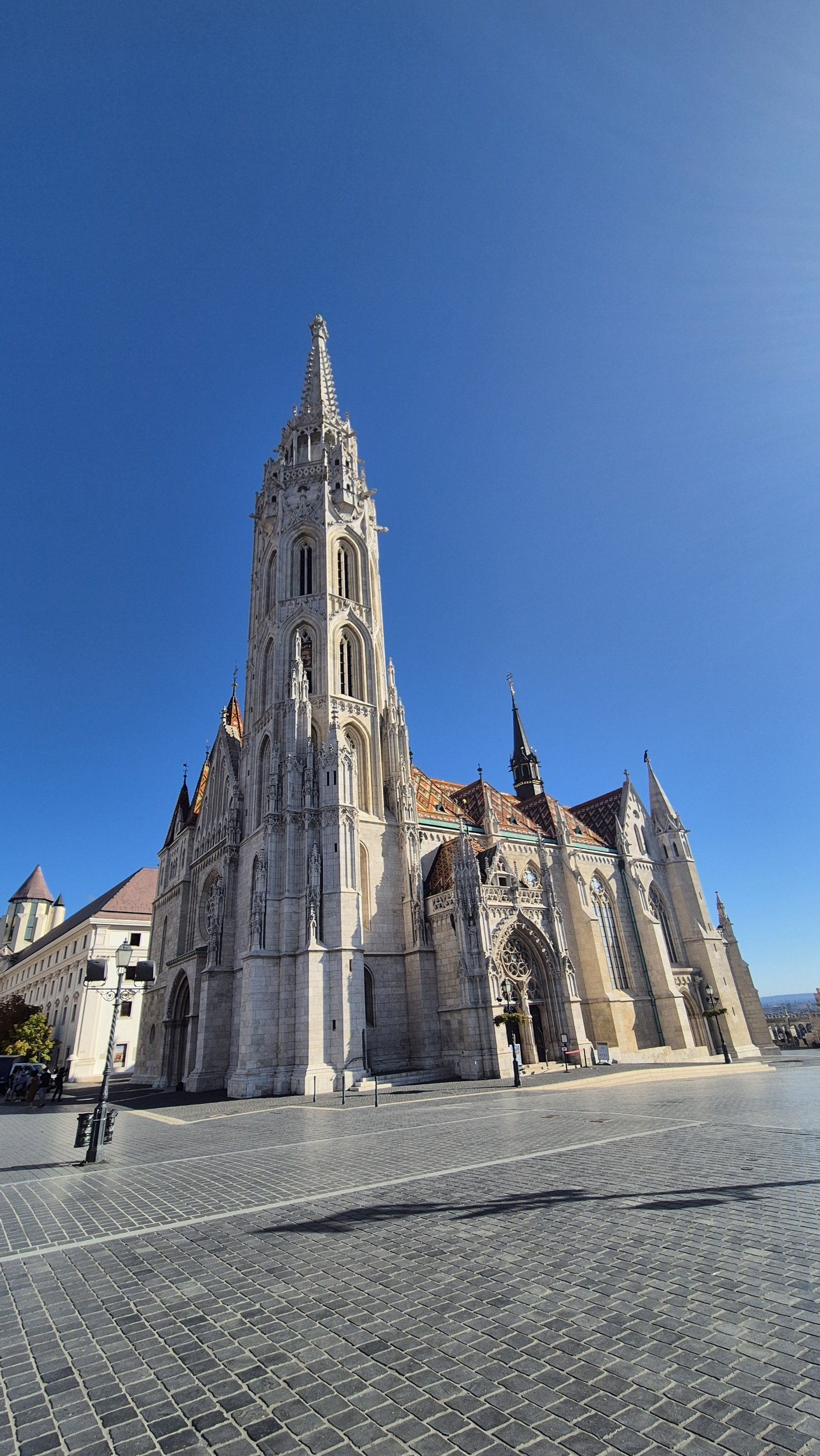 Matthias Church and its colourful tiled roof on Castle Hill in Budapest