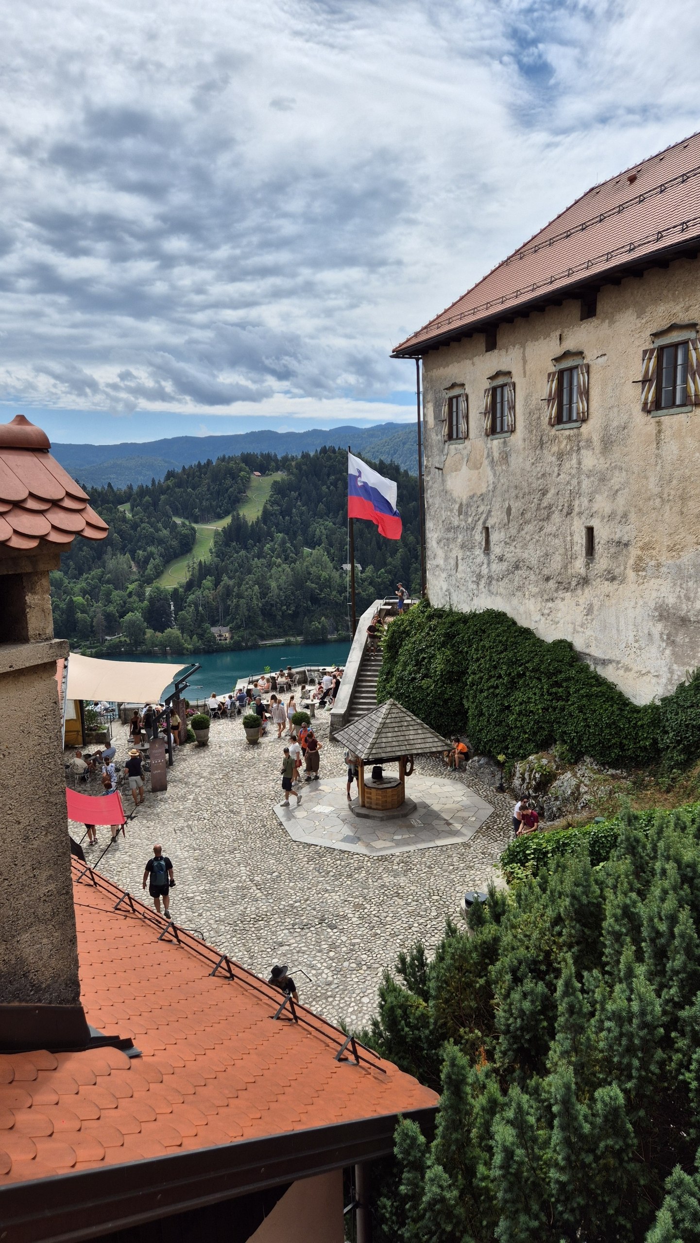 The courtyard of Bled Castle above Lake Bled