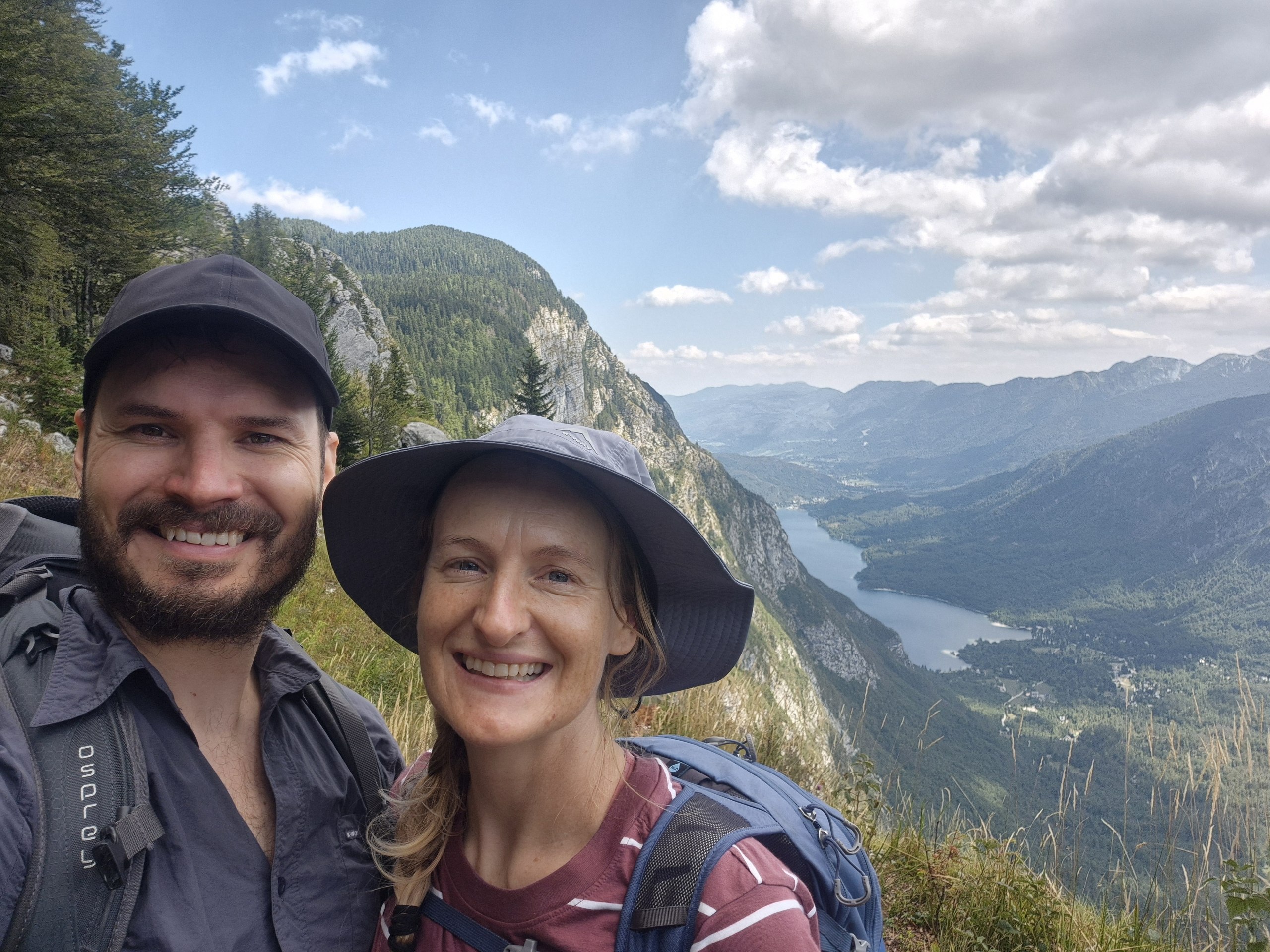 Hugo and Caro above Lake Bohinj on the Komarca route