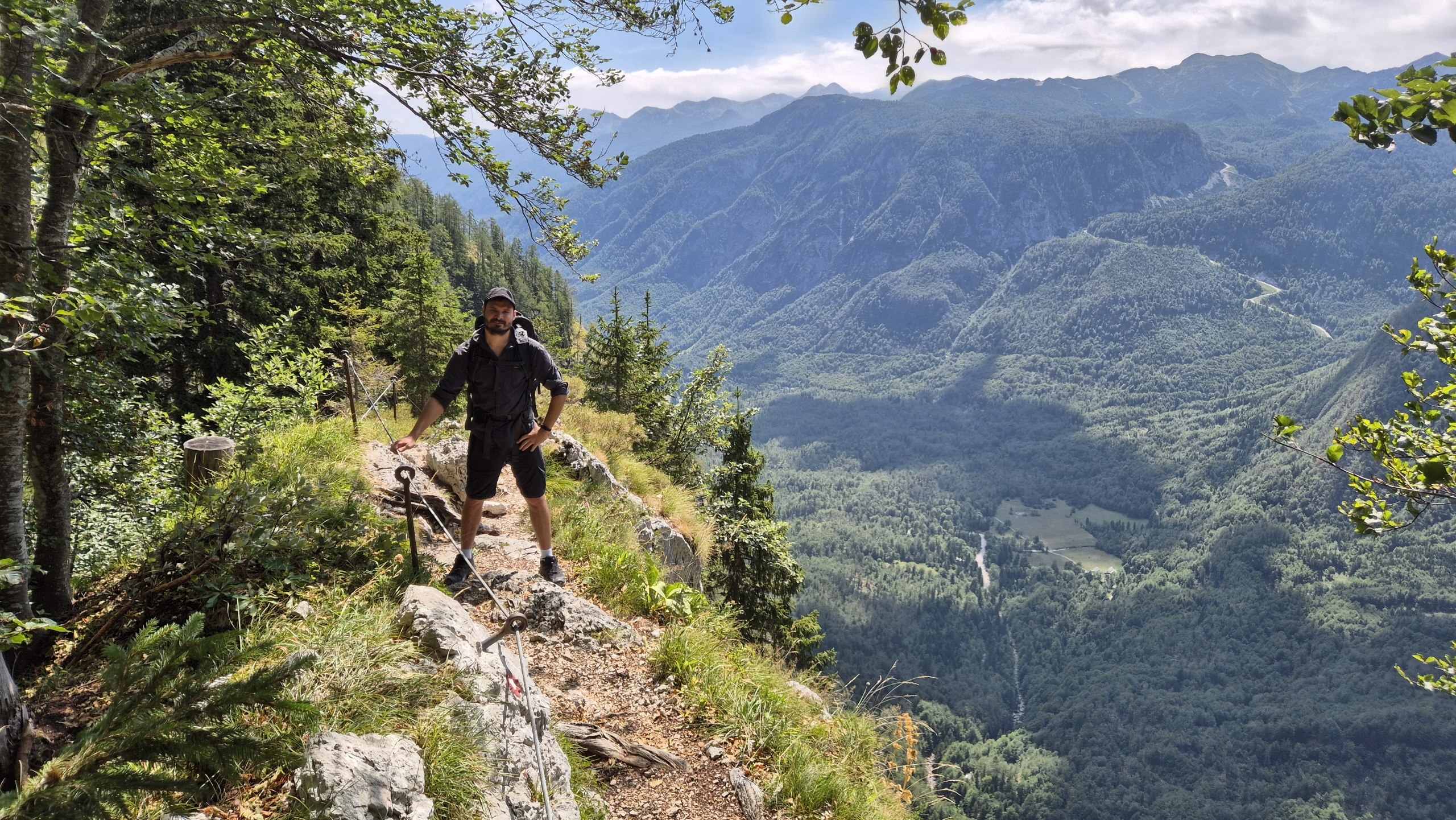 Hugo on the exposed Komarca trail high above the valley