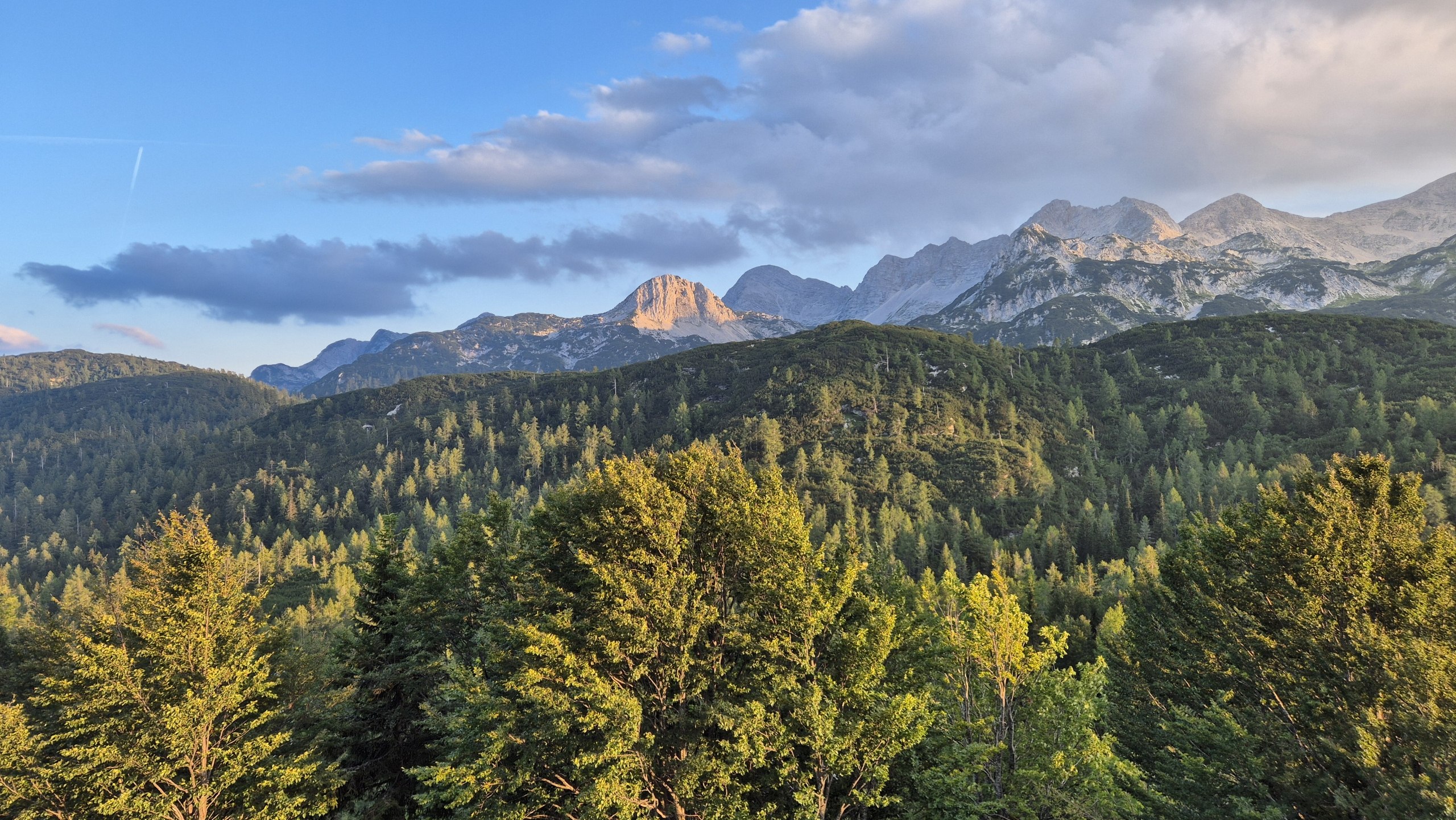 Golden evening light across the Julian Alps