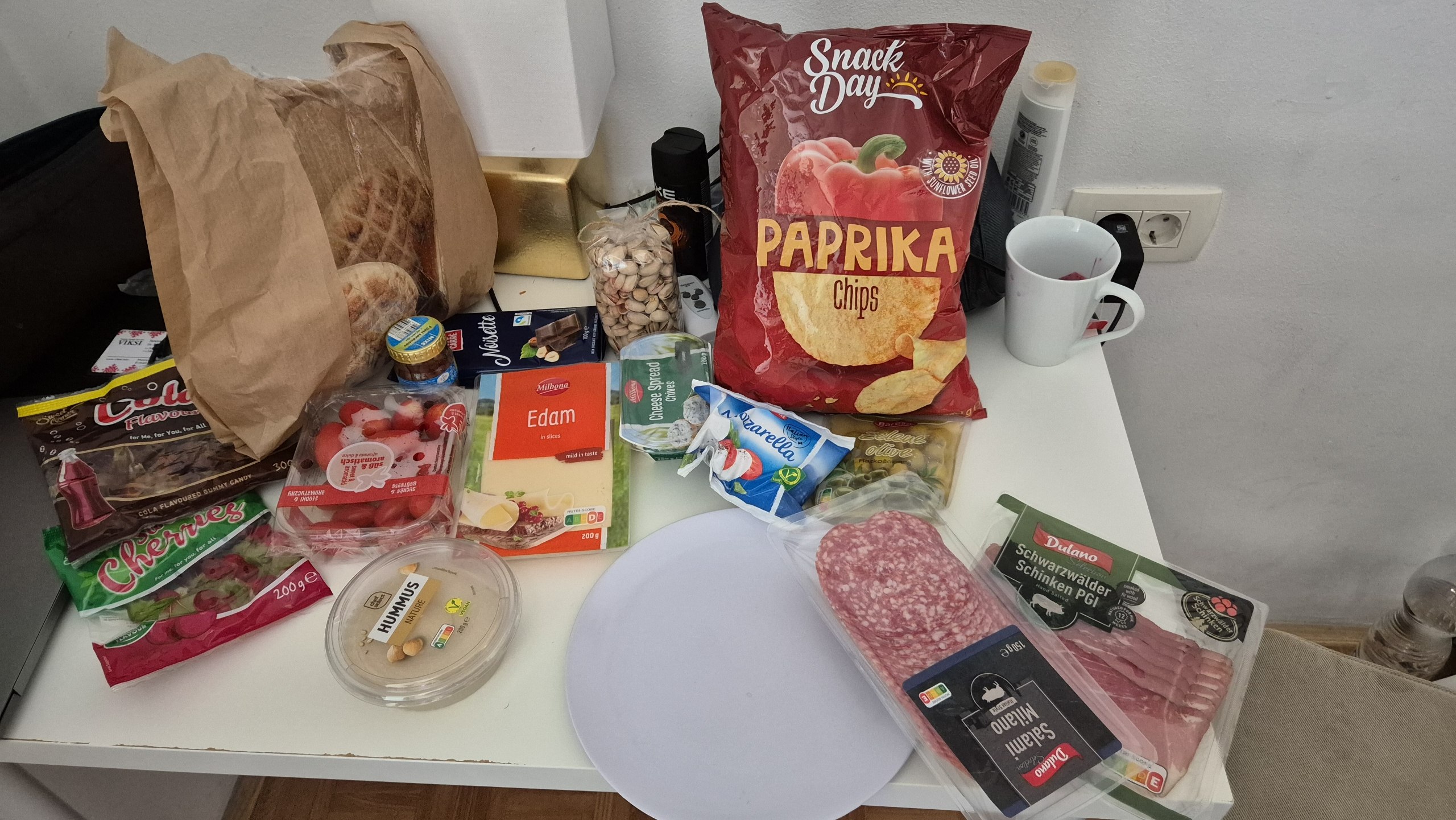 Our Lidl spread for lunch dinner and breakfast in Ljubljana