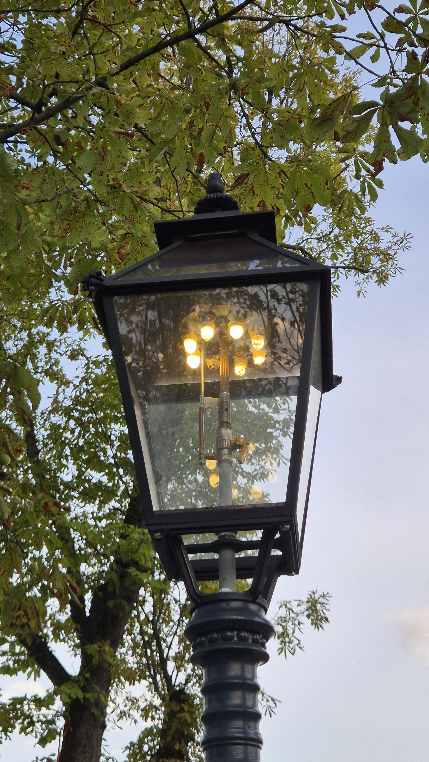 A glowing traditional gas lantern in Zagreb Upper Town