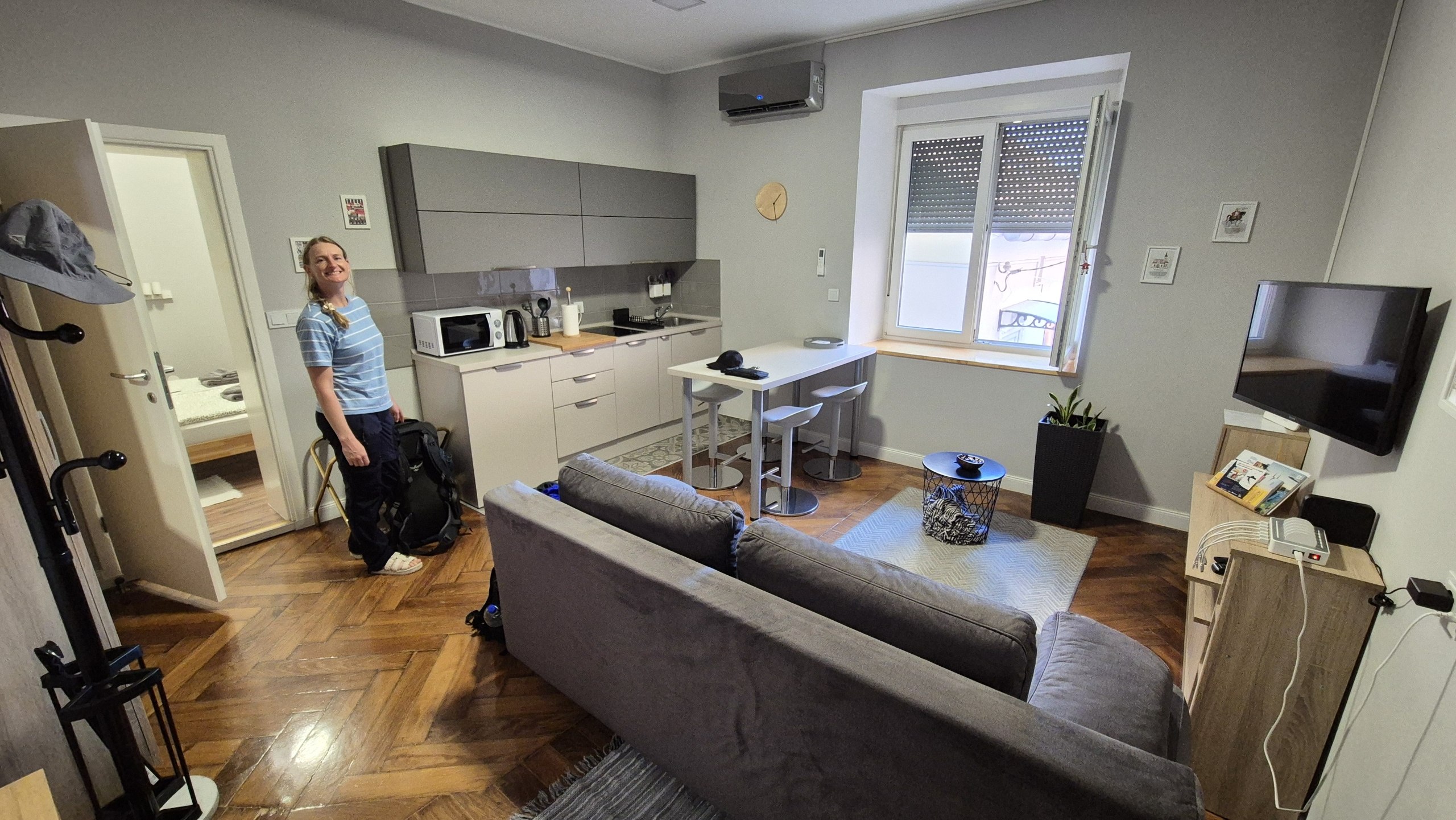 Caro in our modern apartment in Zagreb Old Town