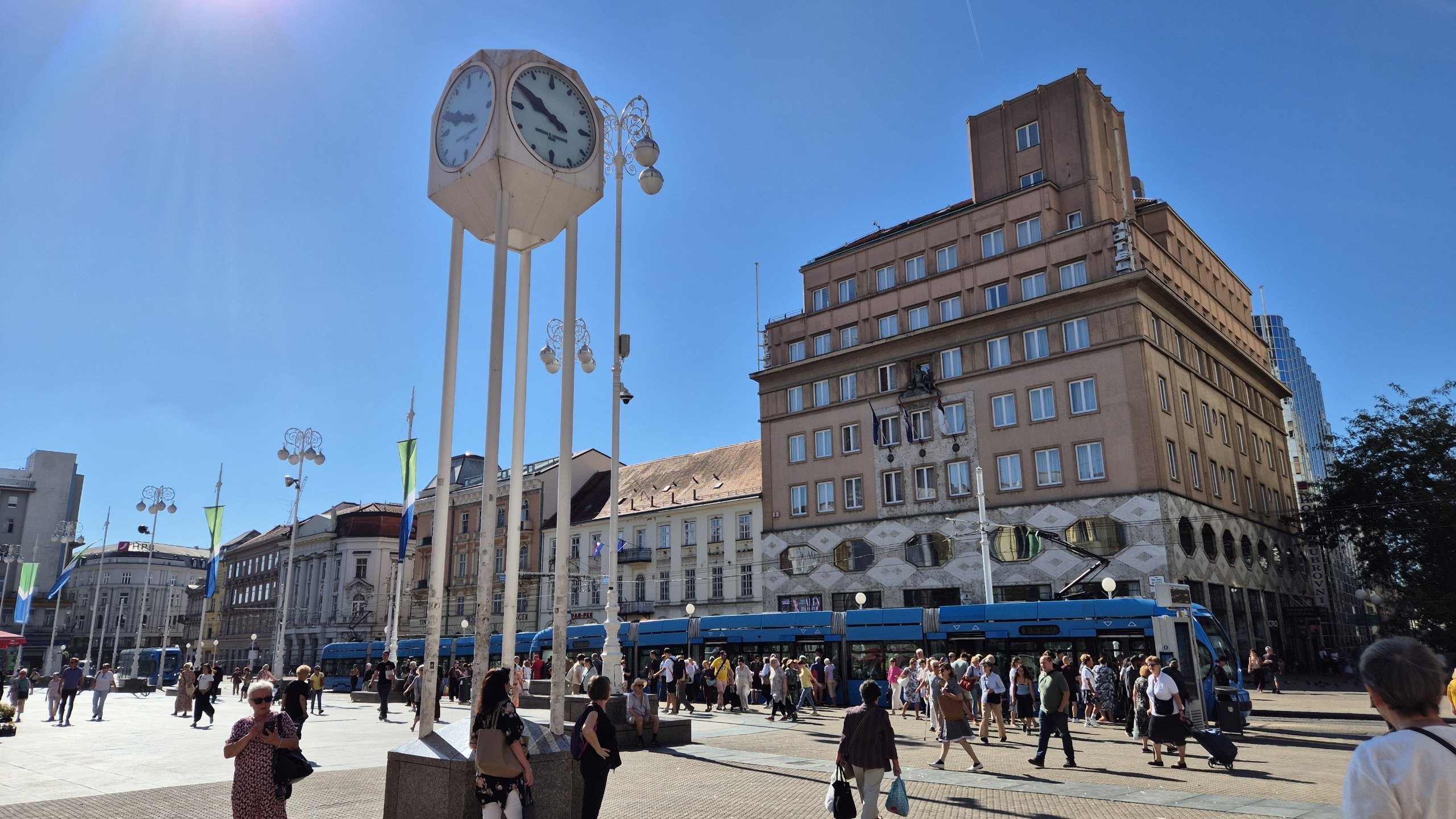 Ban Jelačić Square in central Zagreb on a sunny morning