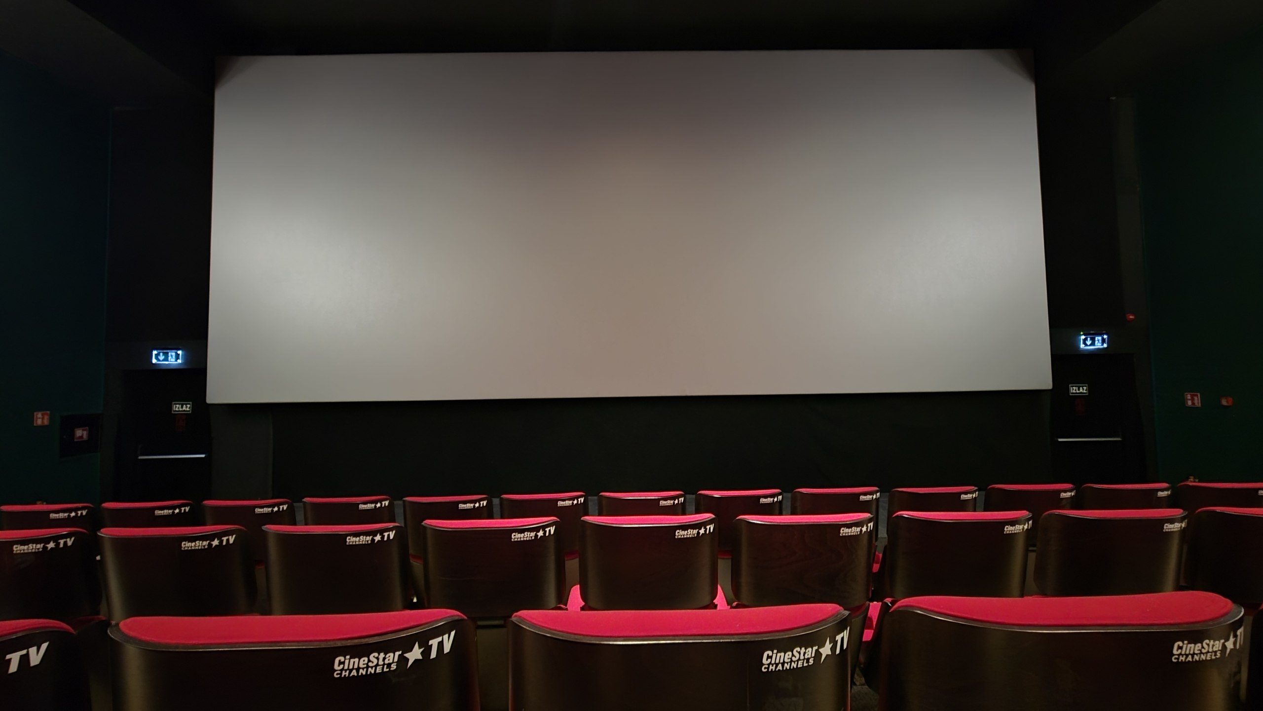 An almost empty auditorium at Kaptol Boutique Cinema in Zagreb