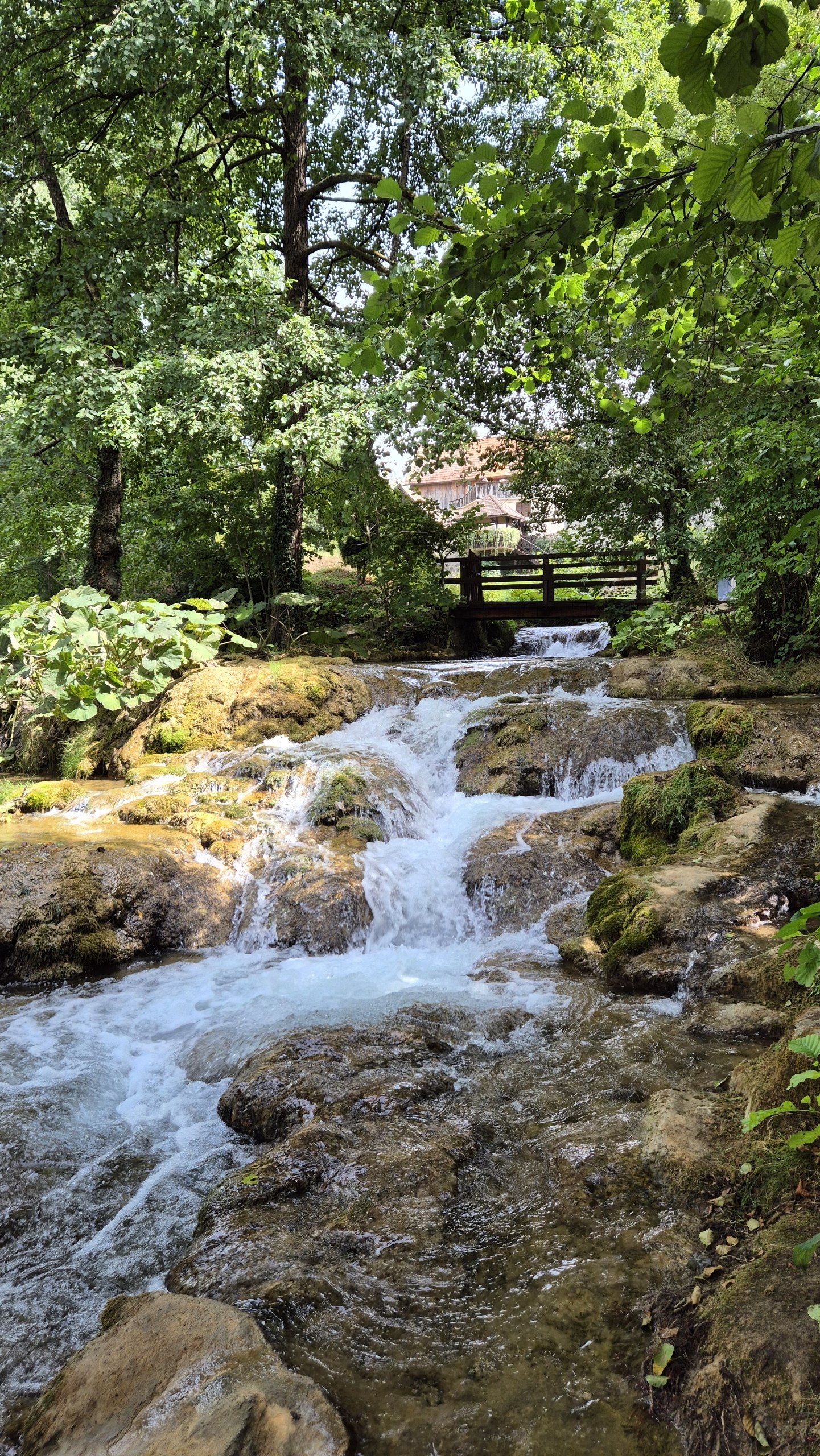 Waterfalls and cascades among the old mill houses in Rastoke