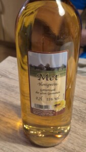 A bottle of local Met honey wine