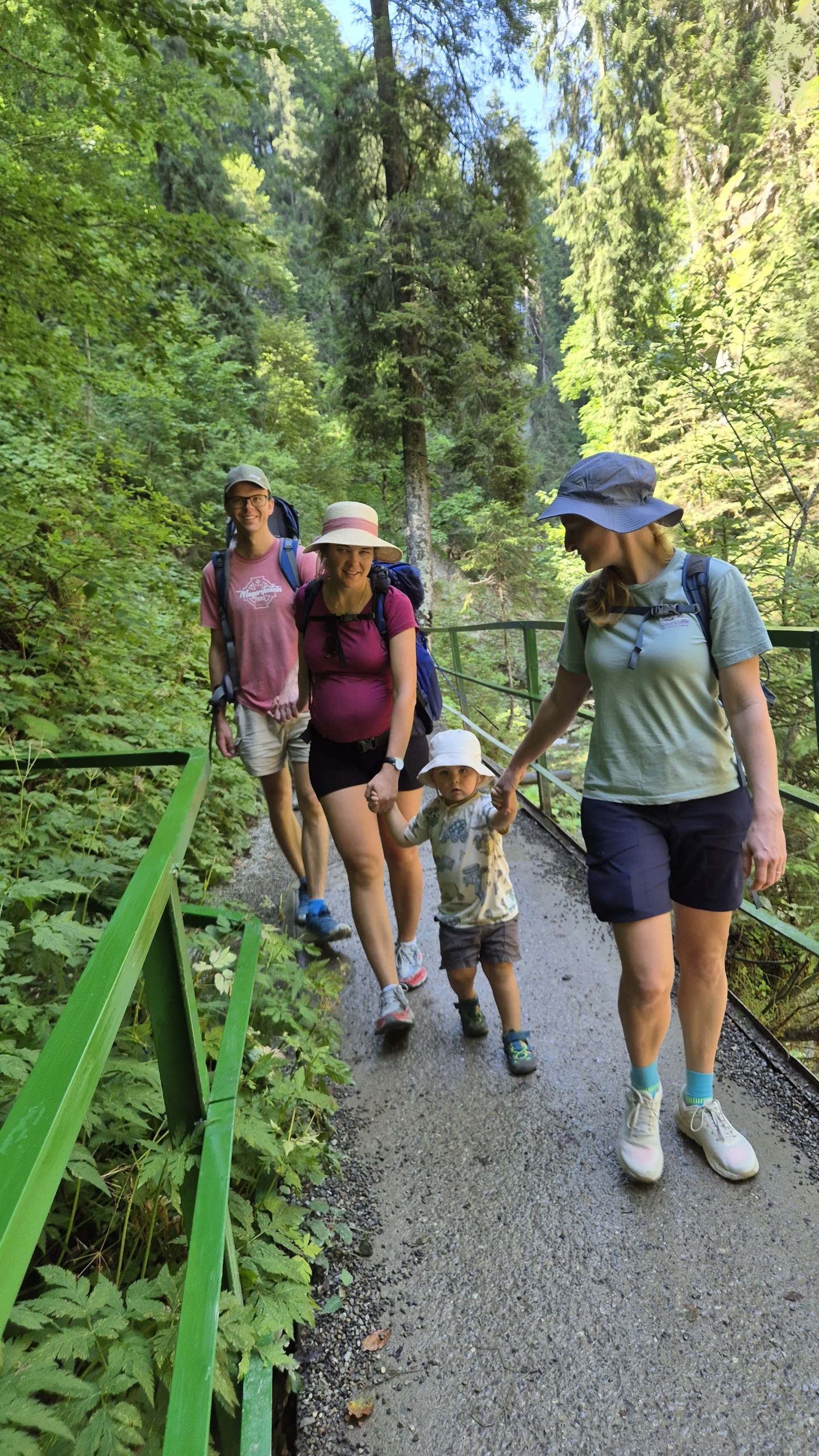 The group walking down the path towards the Breitachklamm