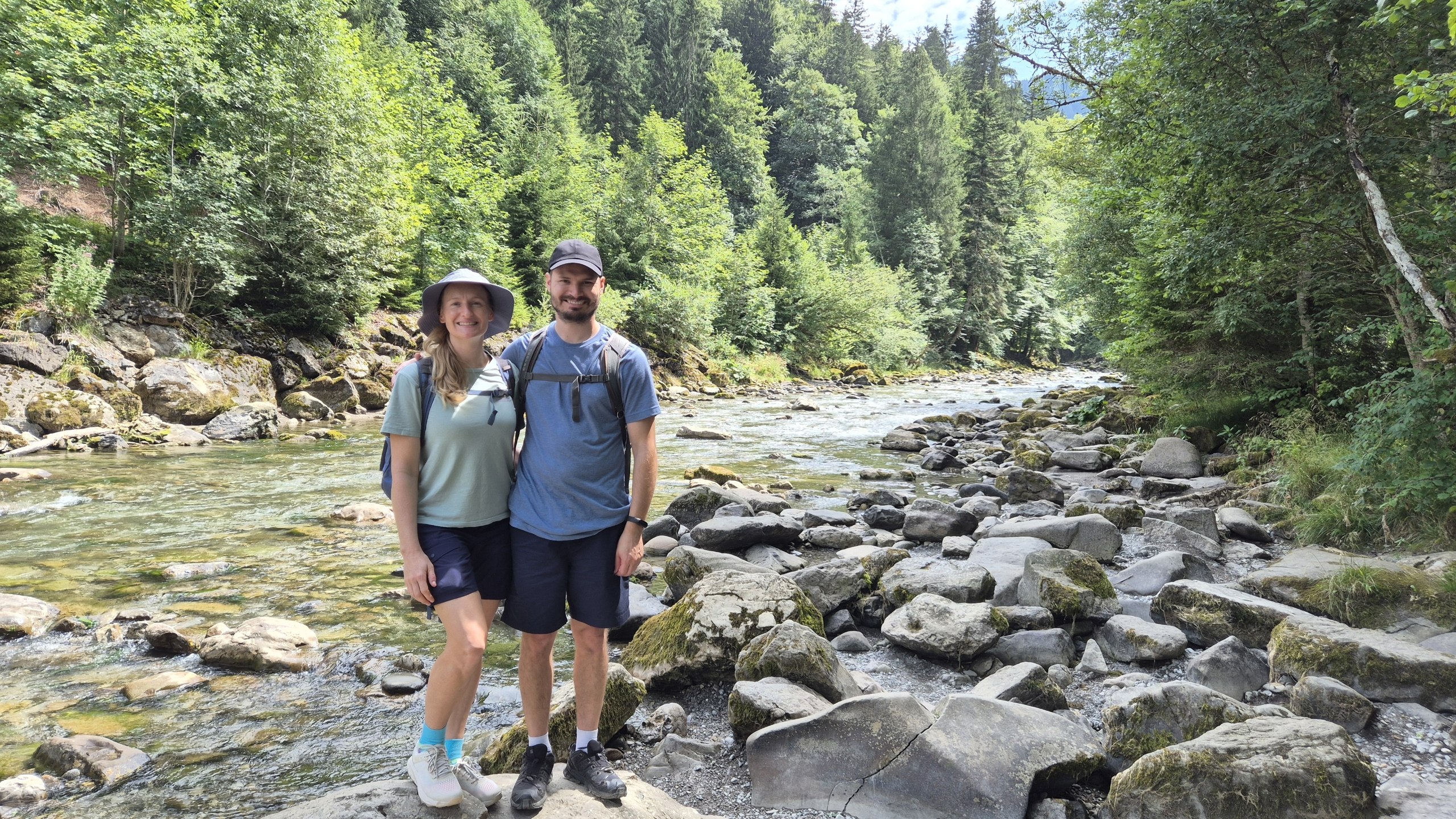 Hugo and Caro beside the Breitach river on the hike