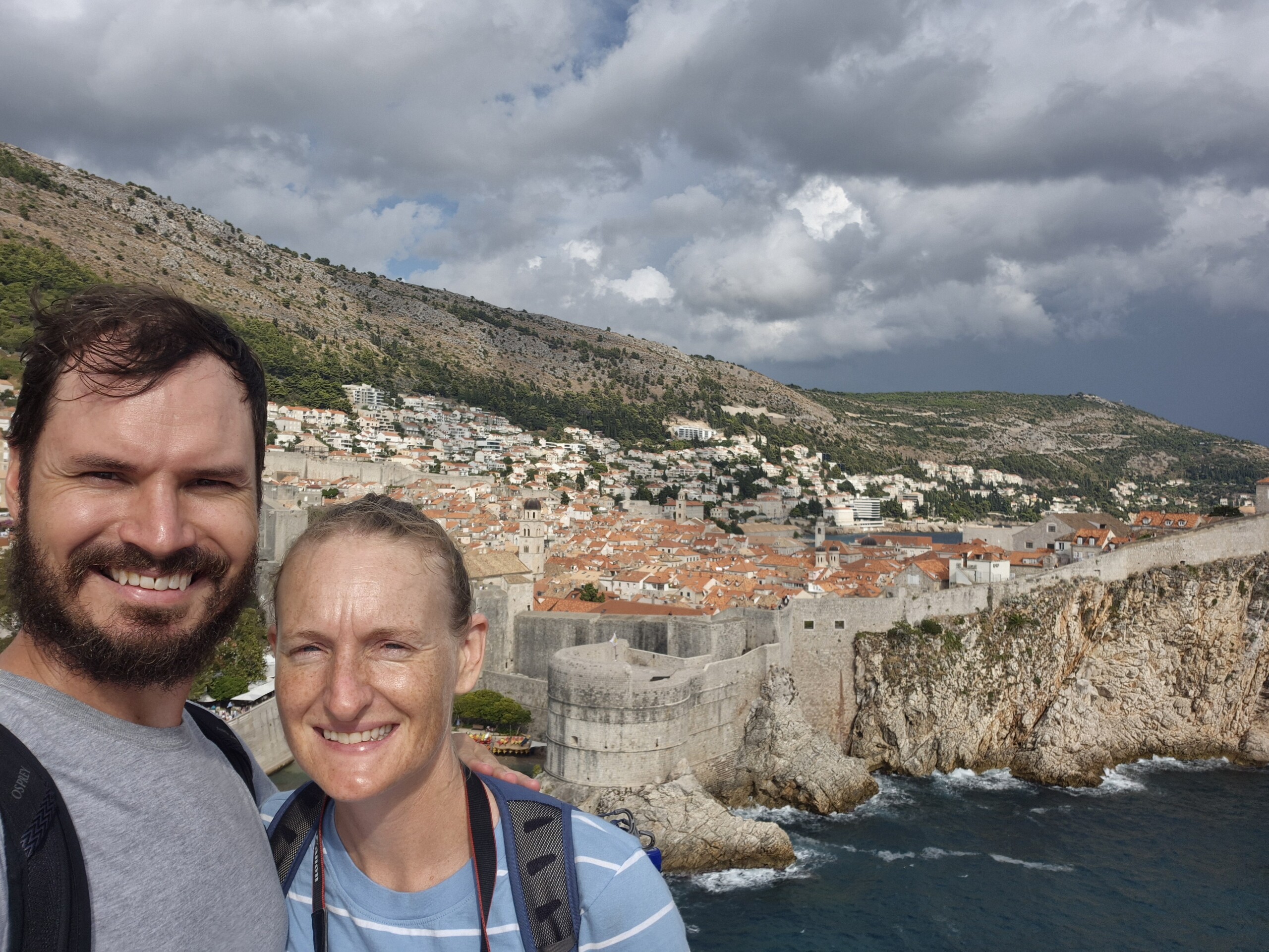 20260911_154641 Hugo and Caro overlooking Dubrovnik from Fort Lovrijenac