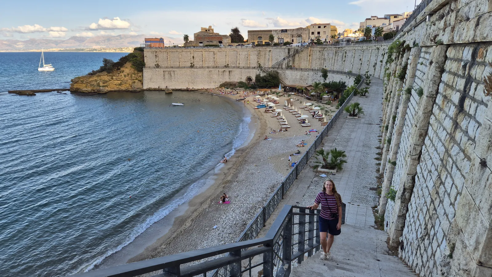 Caro above the beach at Castellammare del Golfo