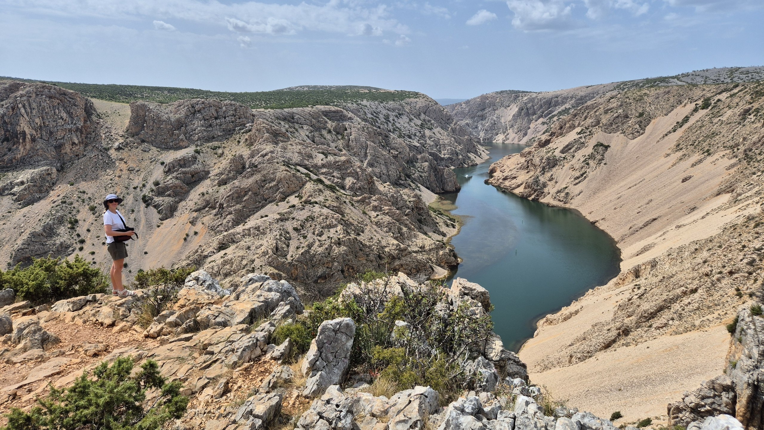 The Zrmanja River winding through a deep pale limestone canyon