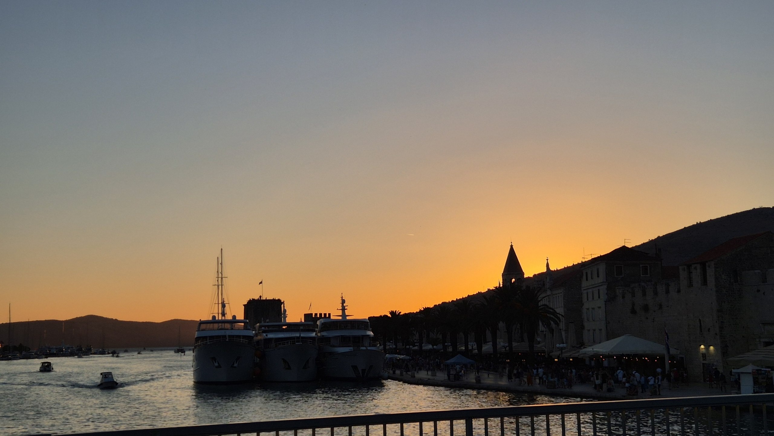 Sunset over Trogir's waterfront and old town