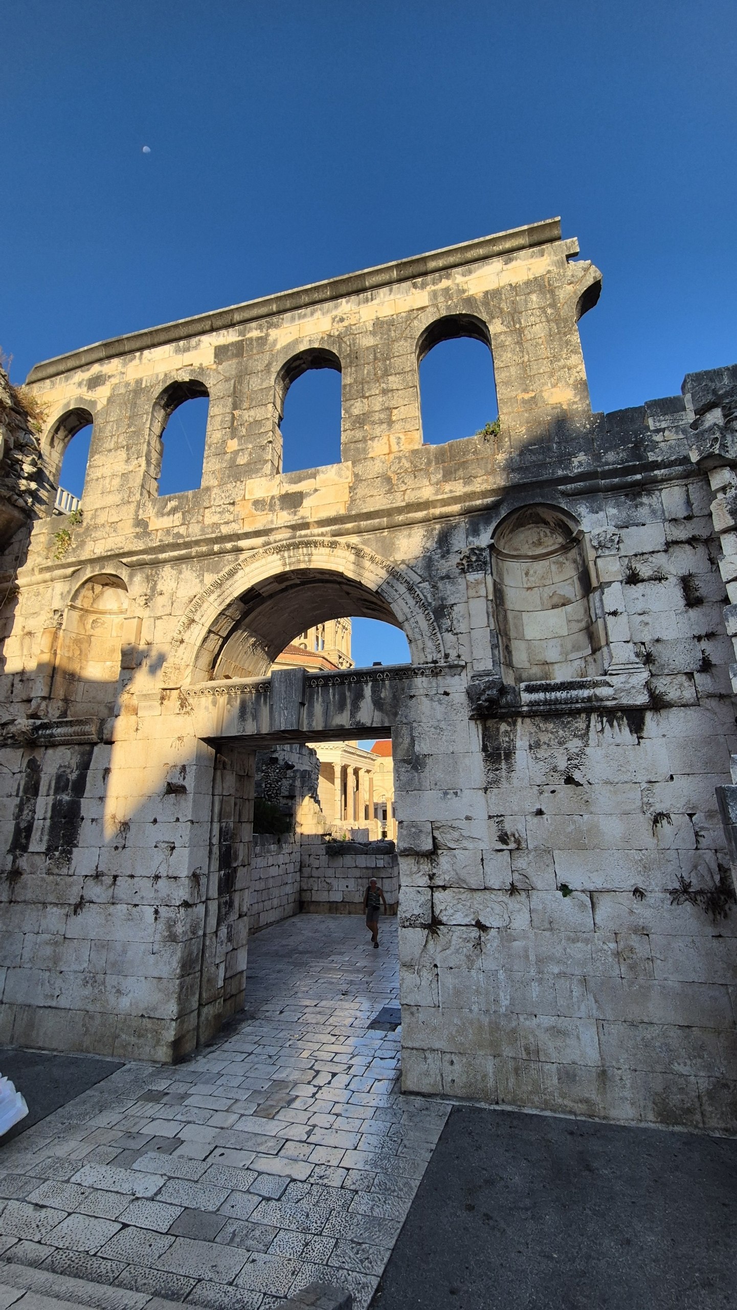 Ancient stone arches inside Diocletian's Palace