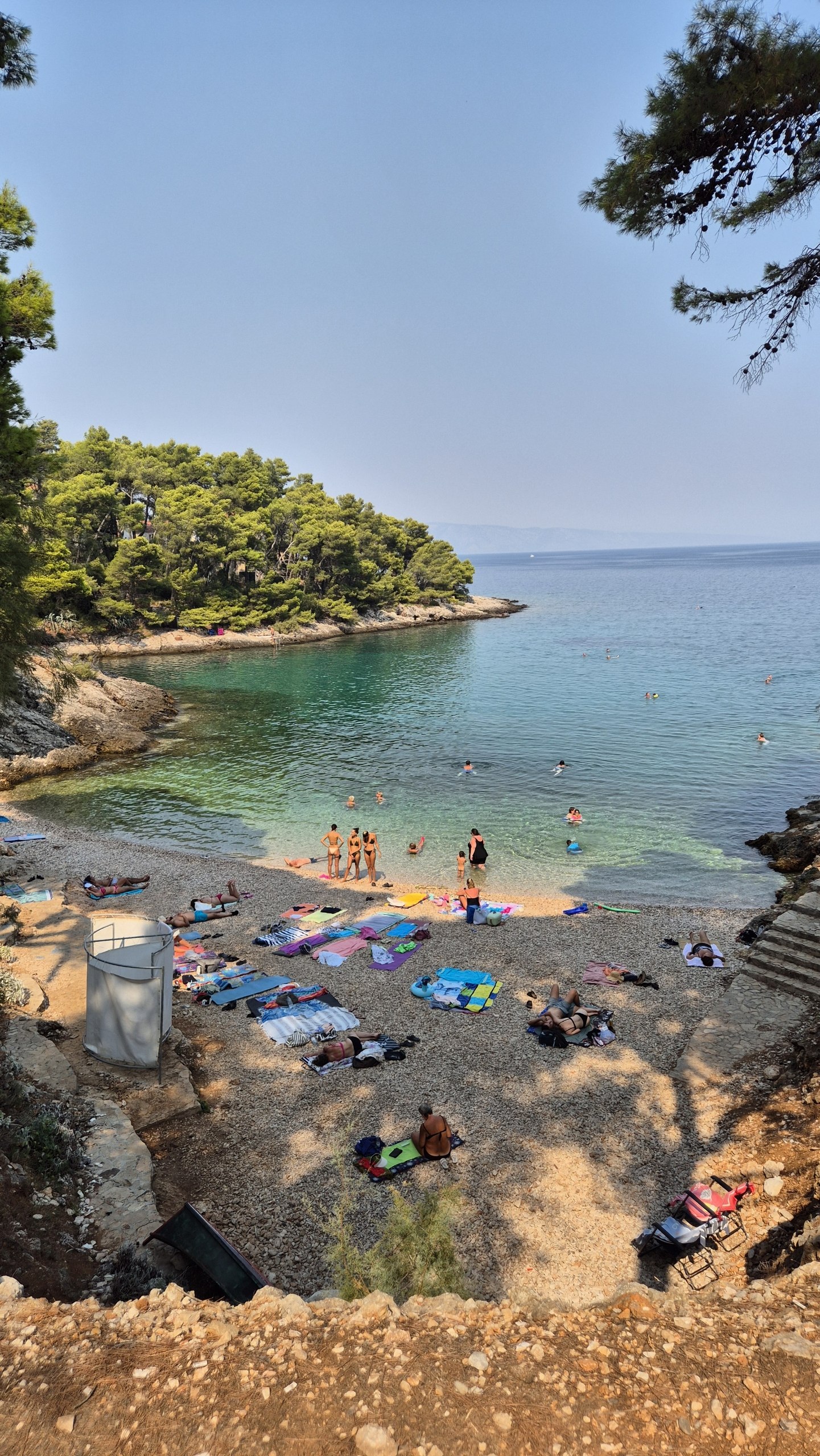 Clear turquoise cove viewed from the coastal path to Vrboska