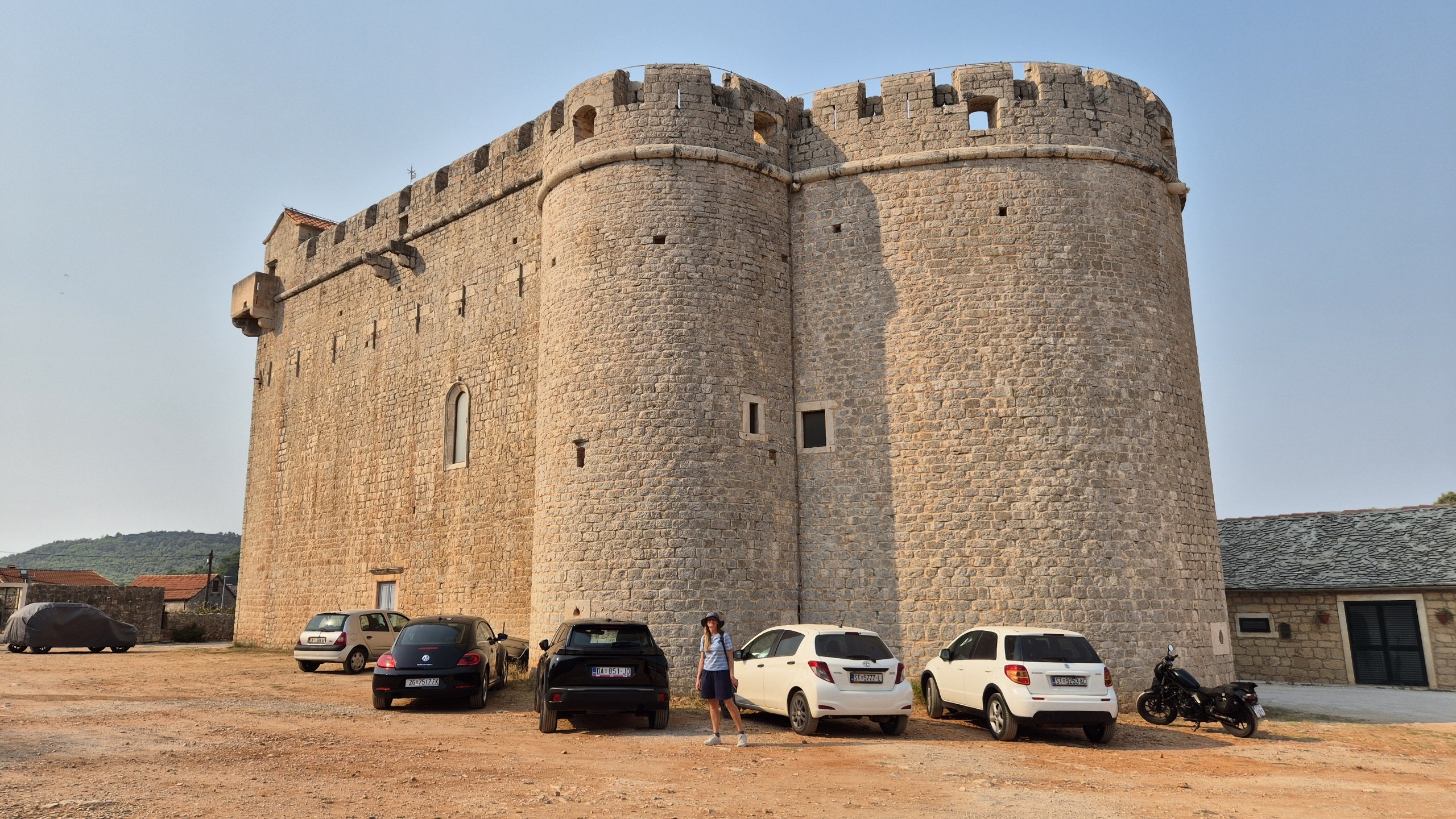 Wide view of the fortified Church of St Mary of Mercy in Vrboska