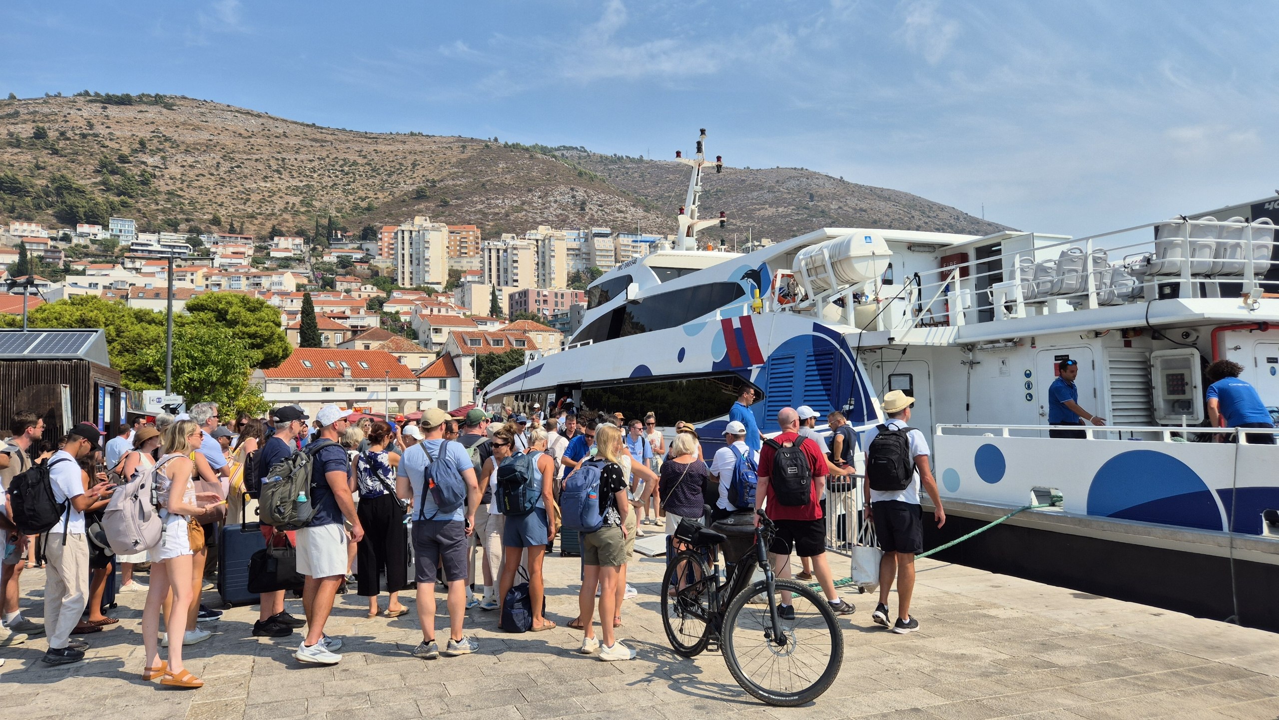 Passengers disembarking from the ferry at Gruz harbour in Dubrovnik
