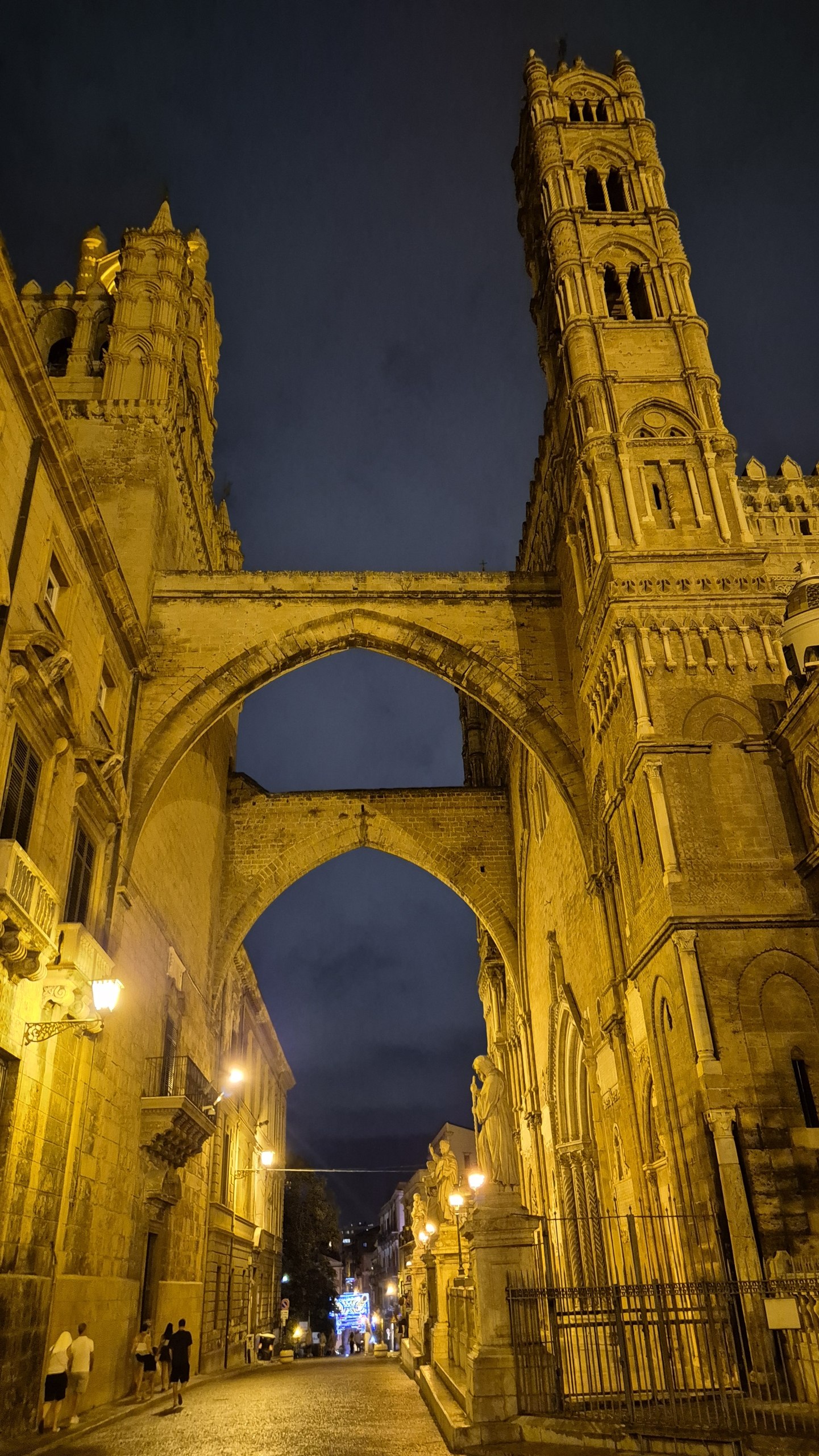 day50-palermo-cathedral-arch The entrance arch of Palermo Cathedral at night