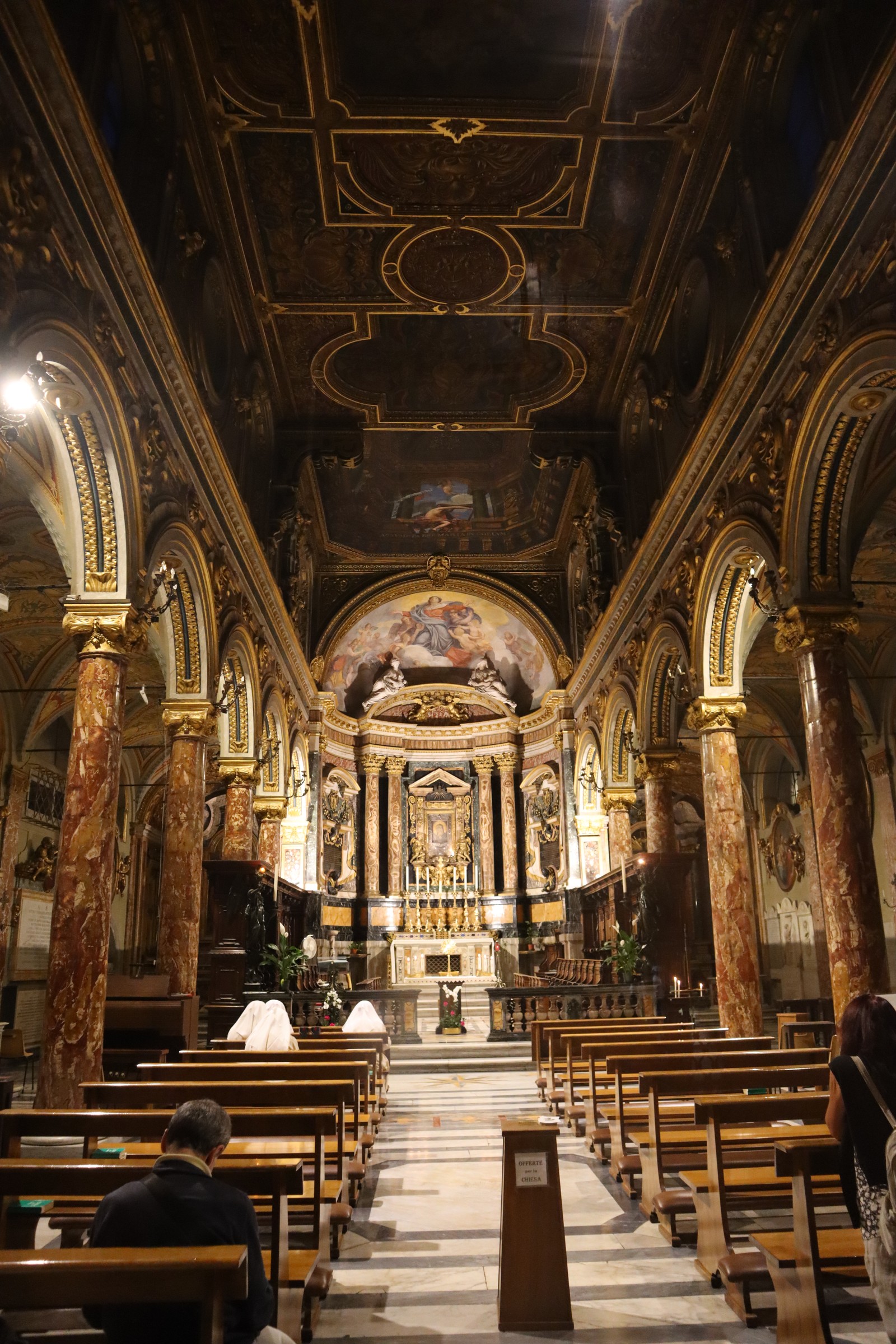 day65-saints-vincent-anastasius The interior of the Church of Saints Vincent and Anastasius opposite the Trevi Fountain