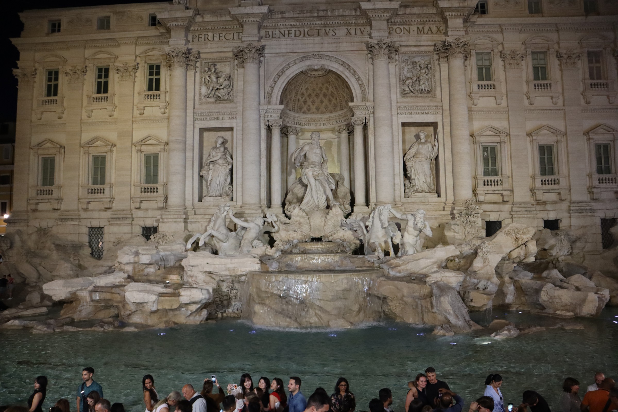 day65-trevi-fountain The Trevi Fountain illuminated at night