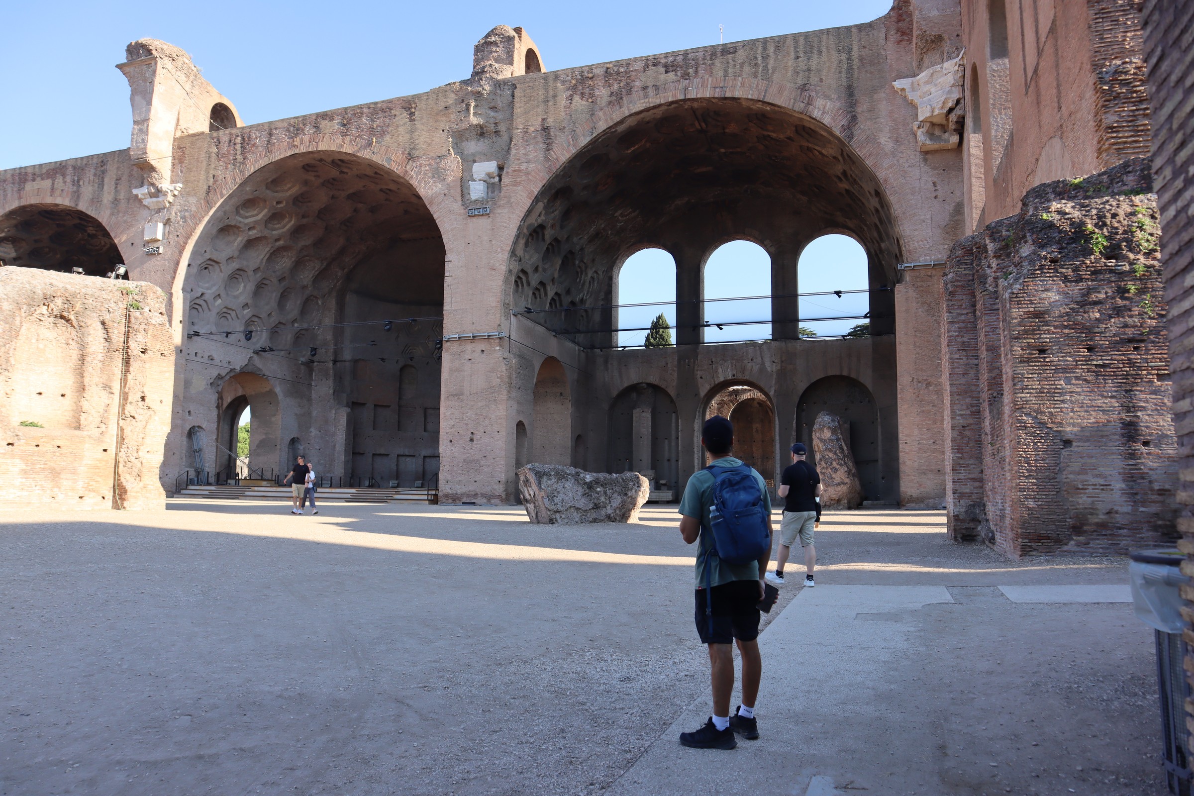 day66-basilica-maxentius Hugo beneath the enormous surviving vaults of the Basilica of Maxentius