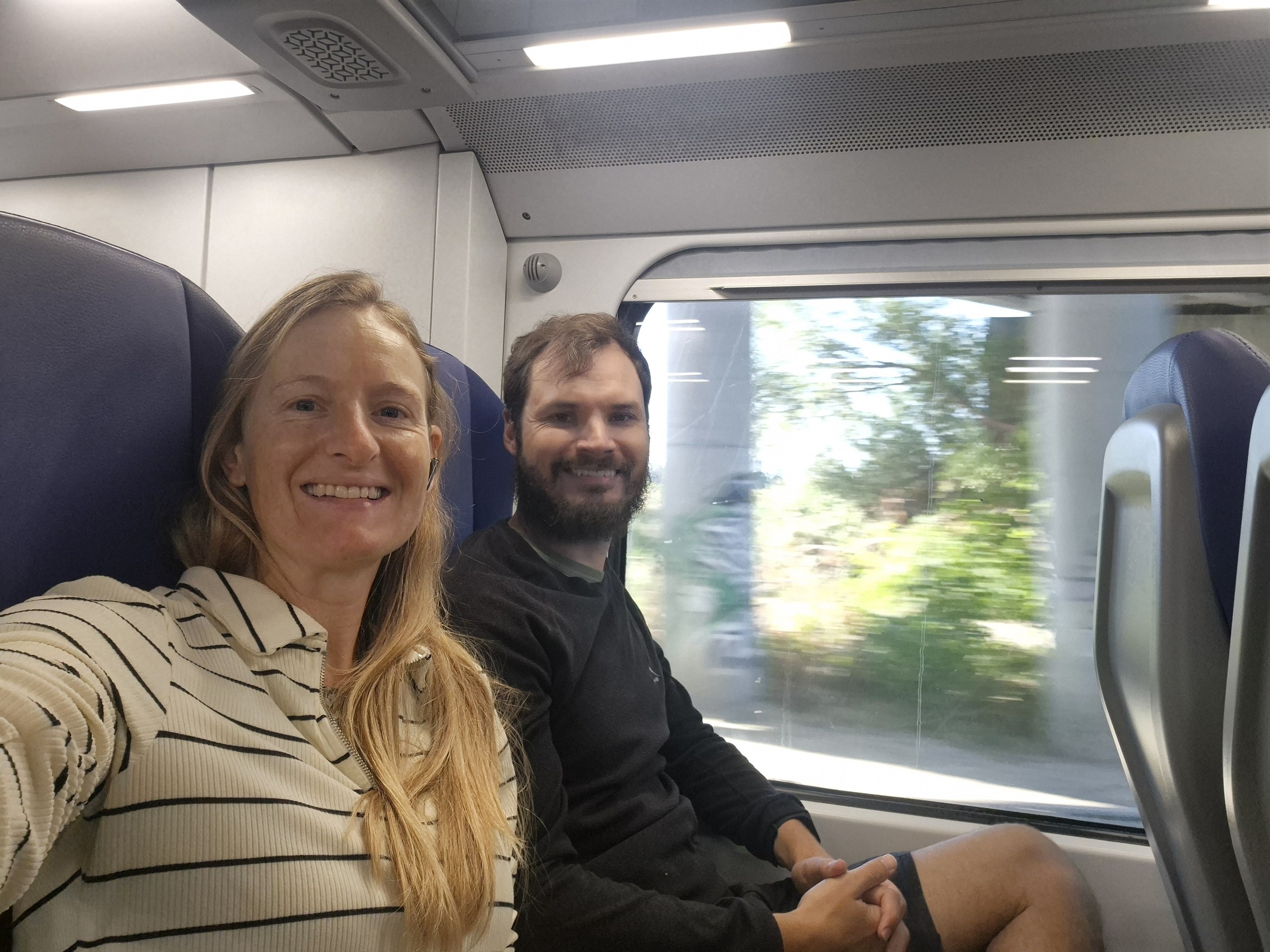 day69-hugo-caro-train-rimini Hugo and Caro on the train from Bologna to Rimini