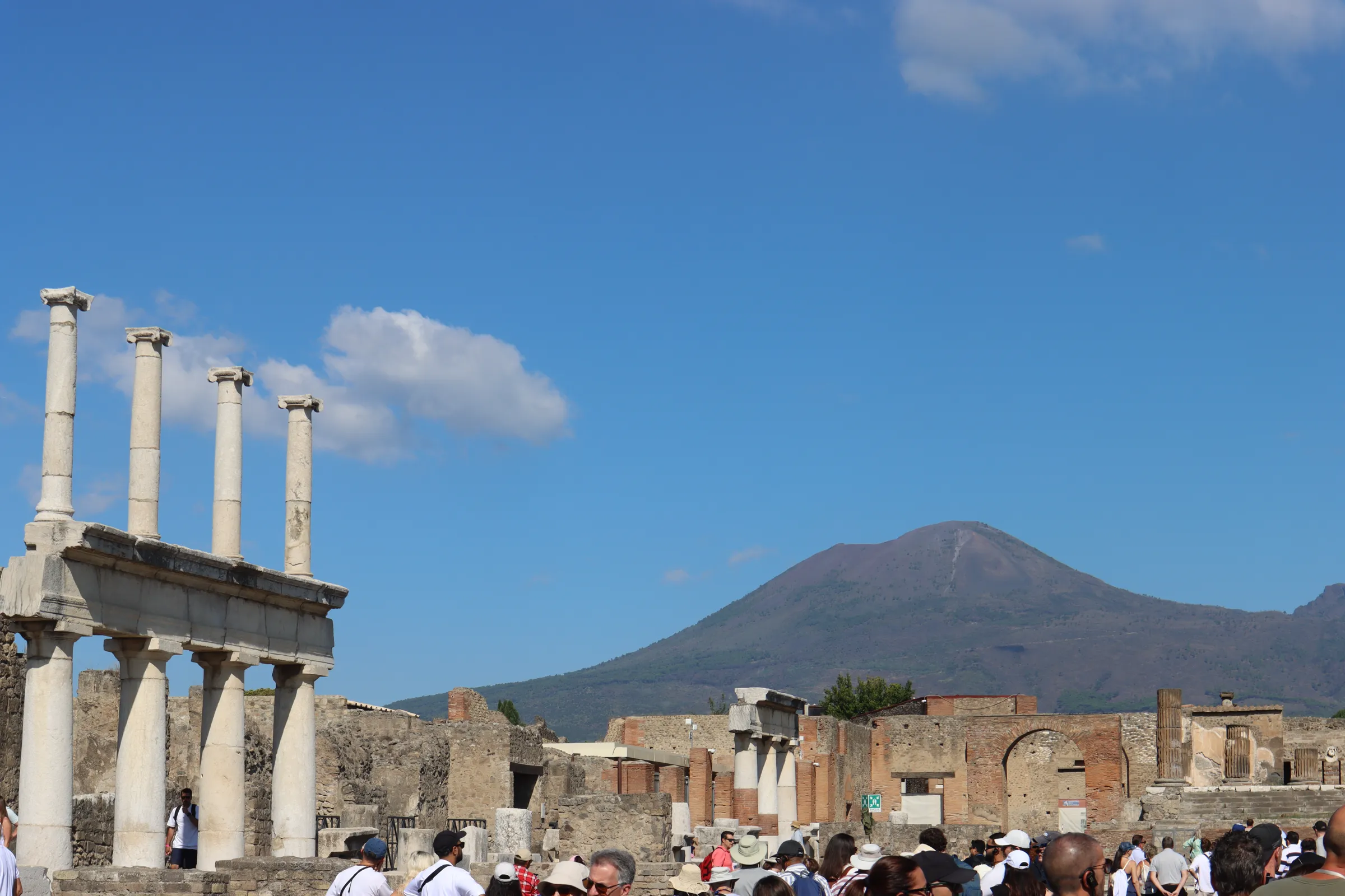 Ruins of Pompeii with Mount Vesuvius in the background